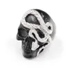 Anello di cranio color argento nero vintage per uomini fresco hiphop punk anelli cranici gotici gioielli4544640