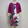 Plus size jurken plus maat bloemenprint kalkoenstijl kantoor dames jas en kledingpak voor vrouwen y240510