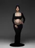 Robes de maternité Robes de maternité pour photoshoot sexy coupé devant ouvrir sans arrière