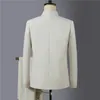 2 PCs Set Suit Coat Pants Moda Moda Boutique Casual Boutique Chinesa Linhagem de linho de linhagem Carta de colar calça 240507