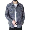Мужские куртки 2024 Sping осенняя припечатка джинсовая куртка отвороты с длинным рукавом формальная уличная одежда повседневная пальто