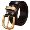 Chameau Végétable Tanned Belt Solid Brass Boucle de haute qualité Beltes pour hommes de haute qualité Luxur