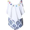 Hi Fish Tankini New Children's Massuit de maillot avec deux bords de mouche pour les filles