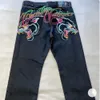 2024 Y2K Retro High Street Jeans Europeo e American Street Hip-hop Slim Slim Dark Straight Pants Jeans for Women 240509