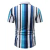 Camisas casuais masculinas Fgkks 2024 camisa listrada de marca para homens magro algodão respirável manga curta de alta qualidade design masculino macho