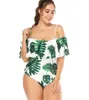 Plus Size Swimsuit 2019 One -Stück Blumenanzug für Frauen Big Leaf Beach Schwimmen Vintage Badin weibliche Swimwear31985078021674