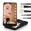 Kompakta speglar handhållna Kompakt 360 vecks toalettbord LED -ljus Makeup Mirror Q240509