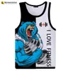 Tops pour hommes Tiger Love 3D Tops Tops Unisexe HARAJUKU STRTWEAR T-shirt T-shirt Cartoon Animal Letter Tops Ts Slveless Vest T240508