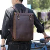 Plecak S.worker Vintage Vintage, prawdziwy skórzana torba laptopa Cowhide School Crazy-konia swobodny prosty styl retro