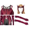 Kvinna Wanda Maximoff Cosplay Costume Scarlet Witch Headwear Cloak and Pants Full Set Outfit