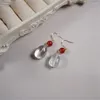 Dangle Ohrringe handgefertigt natürliche hetische Jade weißer Kristall Drop Ohrring rotes Achate Haken Vintage Charm Jewelry Romantische weibliche Feingeschenke