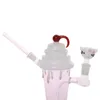 Clear Warehouse Network Red Pink Ice Cream Style Bong Glaswasserrohrbeutel, Damen Pink Netter Wasserrohrflasche