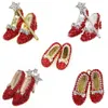 1/10/50 pieces/batch crystal red high heels Wizard of Oz shoes Rhinestone brooch womens gift 240430