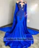 Nuovo ballo di sirena di diamanti blu royal con cape glitter tallone di rinestone cristallino per abito da festa delle ragazze nere