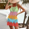 Sexy tricote de maillot de bain Femmes de plage Bikini Bikini Robe Hollow Out Sans manches Couleur Couleur Slit Slit Beau