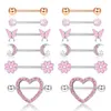 Nipple Rings Drperfect 14G Womens Nipple Ring 316L Stainless Steel Heart shaped Butterfly Moon CZ Flower Barbell Cute Breast Perforated Jewelry Y240510