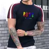 Erkek Tişörtler Erkek Yazlar Yaz En Çok Sellwaffle Yuvarlak Boyun Marka T-Shirt Erkek Trendi Renk Matchhigh kalitesinde örme kısa kollu üst J240509