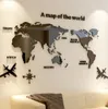 Mappa del mondo creativo ACRILICO ACCISTLO DELLA parete 3D decorativo per soggiorno Office camera da letto 5 dimensioni Home fai -da -te Y2001033603025