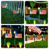 Aaovefox 4 de julio luces, jardín de banderas estadounidenses al aire libre, luces solares impermeables al aire libre, decoraciones patrióticas para el patio de la ruta del patio del día de la independencia
