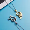 Pendant Necklaces 2 Pcs Couple Heart Key Locket Dad Mom Love You Necklace Double Color Friends Family Lovers Jewelry Gifts