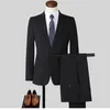 Costumes masculins 2024 S-10xl Business Formal Suit Couleur solide (veste pantalon de chemise) Bridegroom Man Simple Elegant Interview