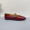 Lässige Schuhe Birkuir Retro Mary Jane Frauen Flats Luxus weiche Sohlen elegante Kreuzgürtel Schnallen echtes Leder mit niedriger Absatz rot