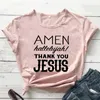 Damen T-Shirt Y2K Short Slves T-Shirt Amen Halleluja Danke Jesus Kleidung weiblich lässige Tumblr Tumblr Y240509