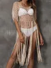 Vacations tenues pour femmes 2024 robe robe plage porte sexy fringe creuse pure bikini massif acrylique couverture de salle de bain