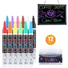 12 pcs marqueurs de craie liquide stylènes de couleurs épanouiables Highlighters LED Panneau d'écriture Verre Néon stylo Chalkboard Blackboard Windows 240425