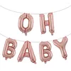 Partydekoration 6pcs 16 Zoll Roségold Silber OH Babybrief Folienballons Banner Hochzeitsdusche Geschlecht Enthüllung Vorräte