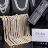 Sterling Sier White Gold Miami Cuban Link Iced Out Lab Diamond Moissanite Cuban Chain Halsbandsmycken