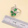 925 Sterling Silver Green Stones Cubic Zirconia sieradensets voor dames oorschangspendantnecklaceringbracelet 240506