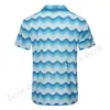 Fashion Brand Men's Wave Patterned Short Sleeved Shirt Beach Hot Shorts Summer Casual Set