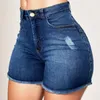 Damenshorts Denim Summer Lady Kleidung hohe Taillenfranzlättchen mit gerissenen Jeans mit Taschen