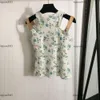 Designer Knit gilet Women Brand Clothing for Womens Summer Tops Fashion Flower Stampa logo Ladies Hardware Belt Cinta Sleeveletta Maglietta Versatile Versatile Maglietta 10 maggio 10 maggio