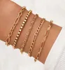 Bracelets de charme 5 PCSSET Gold Color Link Chain For Women Simple Braclets Girls Wrist Fashion Woman 20229418628