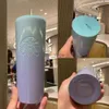 2024SS New High Appearance Stainless Steel Gradient Straw Cup vacuum cup with Large Capacity 710ml Couple Gift Water Cup Office Desktop Cup Car Cup