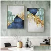 Dipinti dipinti Nordic Blue Golden Lamina Linee Poster Stampare moderne Abstract Wall Art Painting Picco