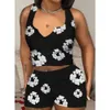 Floral Prined Tracksuit Women Designer Tweede stuk sets damescompetities Trendy printset Nieuwe mode -tanktop Deep V Neck Sexy Lady Sports Wear