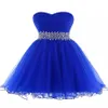 Royal Blue Tulle Ball Kleid Schatz Prom Kleid Schnürung 2019 Elegante kurze Abschlussballkleider Neues Partykleid 312a