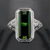 Pierścienie klastrowe luksusowy znakomity Zielony Zielony Pierścień klejnotów antyczna srebrna impreza koktajlowa biżuteria walentynkowa 039S Day Prezent Fine Women4967010