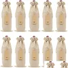 Packing Bags Wholesale 12Pcs Rustic Jute Burlap Wine Dstring Ers Reusable Bottle Wrap Gift Package Bag35X15 Drop Delivery Office Schoo Dhy42