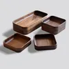Black Walnut Wooden Fruit Plate Wood Dessert Plates And Dishes Serving Tray Sushi Tableware Rectangle & 249p