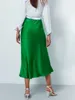 Skirts High Waisted Satin Long For Women Spring/Summer 2024 Women's Skirt A-line Fashion Elegant Slim Fit Grey Black