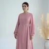 Vêtements ethniques Ramadan Plaine sous Abaya Robe Zipper Front Front Elastic Crepe Robes musulmanes pour femmes Dubaï Islamic Kaftan Robe