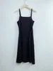 Casual Dresses Women's Black Striped Dress Round Neck Knitted Slim Fit Elegant Evening Holiday Party Maxi