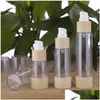 Förpackningsflaskor grossist nya bambu kosmetisk förpackningsflaska 20 ml 30 ml 50 ml 80 ml 100 ml 120 ml tom luftlös vakuumpump för smink dr dhhto