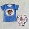 Clothing Sets Fashion Blue White Star Red Gauze Lace Sleeveless Briefs Bummies Suit Wholesale Boutique Children Clothes RTS