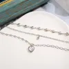 Anhänger Halskette 2024 Mode Liebe Herz vielschichtiger Kristall Halskette für Frauen Charme Opal Silber Farbe Halskette Kettenparty Schmuck Schmuck
