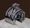 Vecalon Fine Jewelry Princess Cut 20CT 5A Zircon CZ Wedding Band Ring Set for Women 14kt White Gold Filled Finger Ring4315526